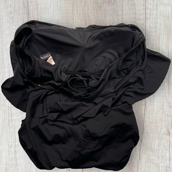 LA BLANCA Island Goddess Black Off the Shoulder Ruffle One Piece Swimsuit 16 - Picture 10 of 15